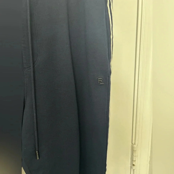 ! Ralph Lauren Purple Label Striped Navy Blue Tapered Fleece Jogger Sweatp… - Picture 3 of 6